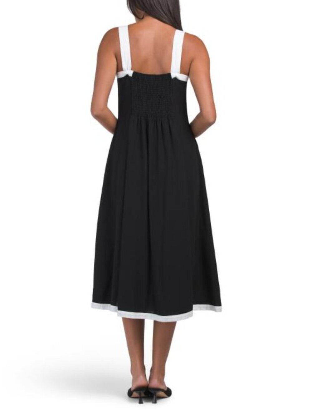 NICOLE MILLER Linen Blend Button Front Two-tone Midi Dress - Picture 2 of 5